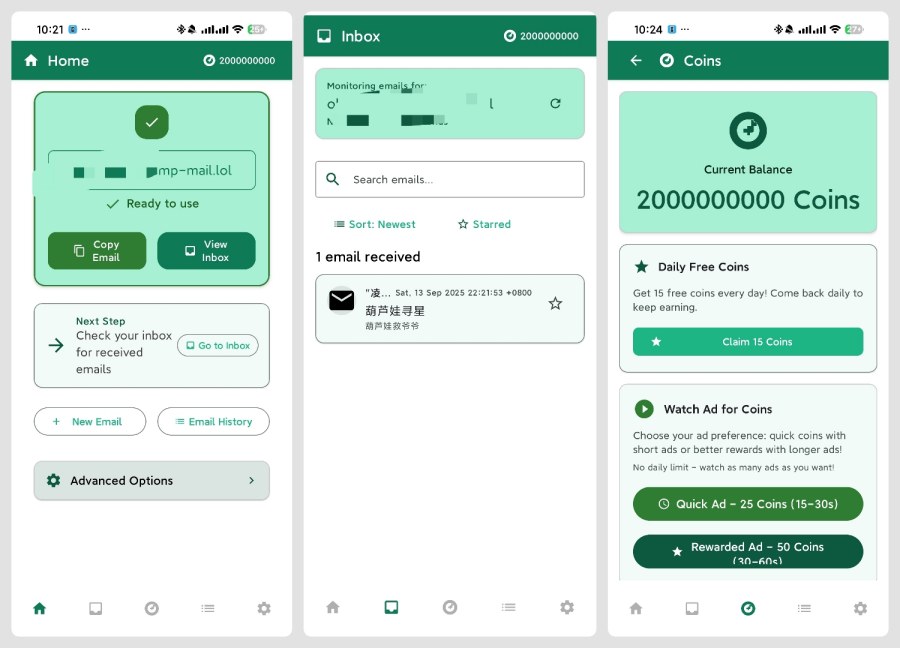 Temp+Mail_v1.3.3临时邮箱注册敏感网站一次性邮箱无限注册